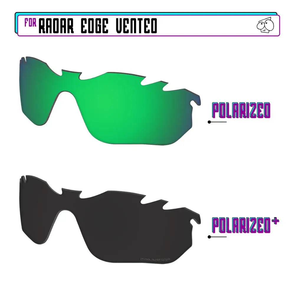 

EZReplace Polarized Replacement Lenses for - Oakley Radar Edge Vented Sunglasses - Black P Plus-Green P