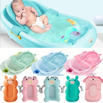 

1pc Portable Baby Non-Slip Bath Tub NewBorn Air Cushion Bed/Chair/Shelf baby bath net Shower Cute Animal Cartoon Baby Bath Pad