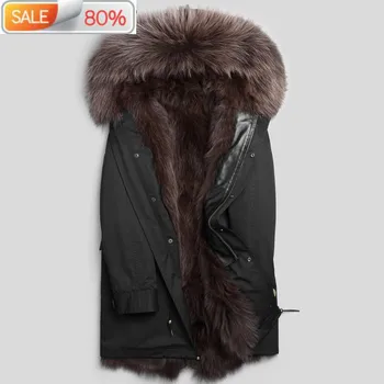 

Real Coat Men Parka Natural Fox Liner Long Winter Jacket Warm Men's Fur Coats and Jackets Plus Size P1AAA240