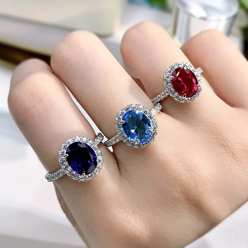 

100% 925 Sterling Silver 7*9 MM Oval Cut High Quality SONA Simulation Diamond Female Ring Birthday Present