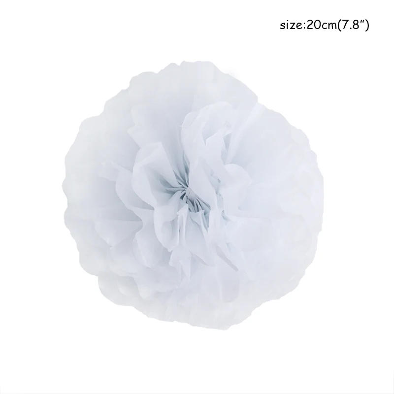 White 5 шт., 10 см, 20 см, 30 см, бумажные помпоны, Цветочные шары для свадебного украшения, товары для дня рождения, бумажные помпоны, домашний декор - Цвет: White
