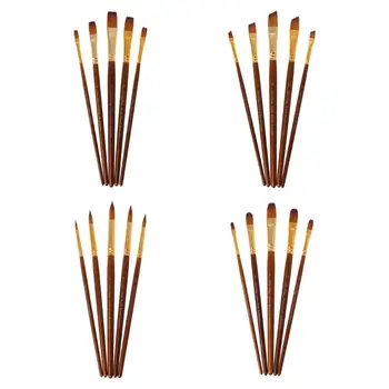

5pcs Paint Brushes Round/Filbert/Angel/Flat Nylon Hair Watercolor Paintbrushes