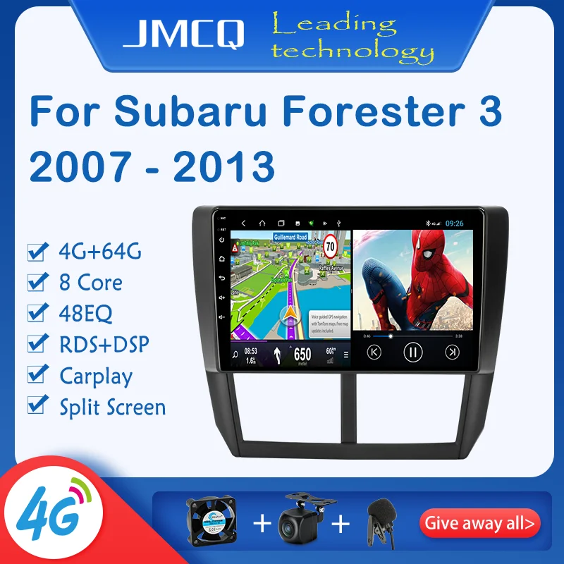 JMCQ T9 8-cores Car Radio For Subaru Forester 3 SH 2007-2013 Multimedia Video Player 2 din GPS Navigaion 4+64G Carplay Head unit