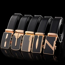 

New Style Gold Automatic Buckle Men's Belt Without Standard Hardware Buckle Head Imitation Leather Belt Luxury Trend Design Belt