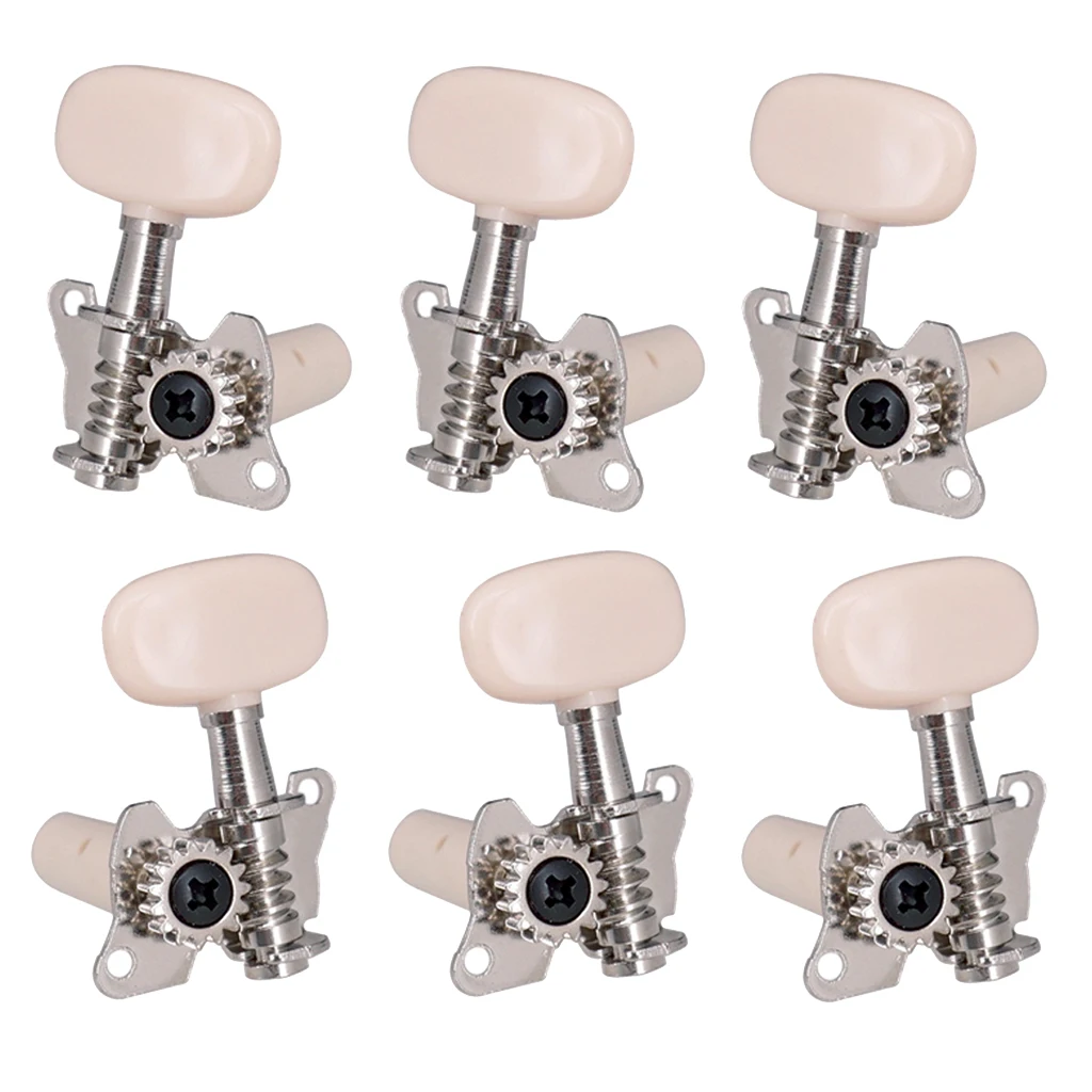 6 Pieces Silver Acoustic Guitar Machine Heads Knobs Guitar String Tuning Peg Tuner (3 for Left + 3 for Right)