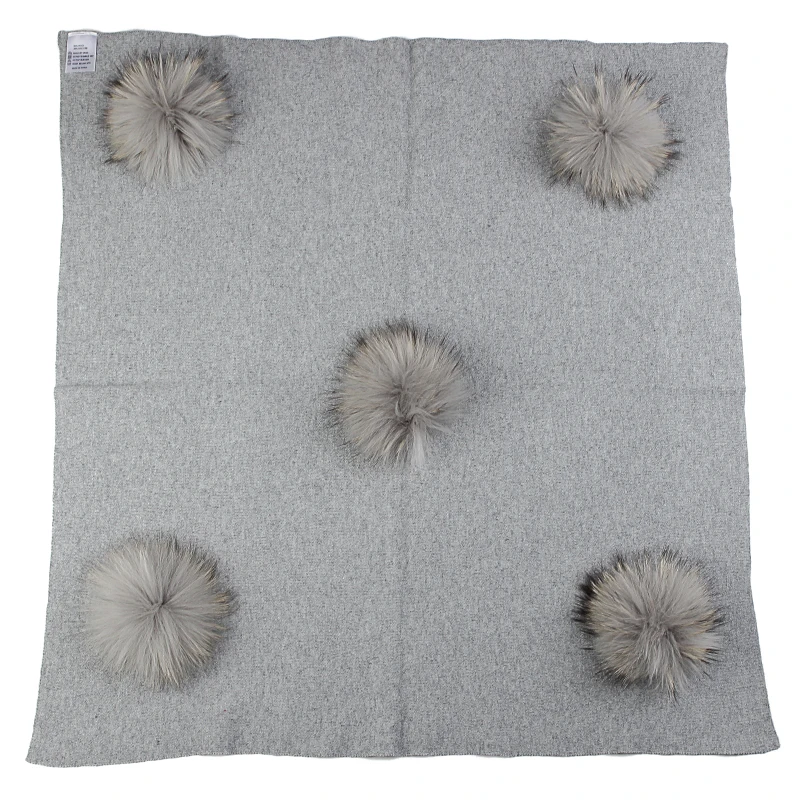 lt gray light gray Charm Wood теплая шерсть на зиму для новорожденных и малышей, для пеленания Одеяло путешествия спальный Одеяло с 15 см с натуральным меховым помпоном постельные пеленки Обёрточная бумага - Цвет: lt gray light gray