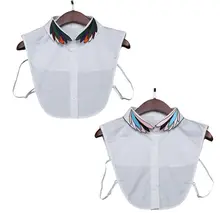 Вышитые красочные перо поддельные воротник женщин съемные лацканы Половина Рубашка ложный воротник