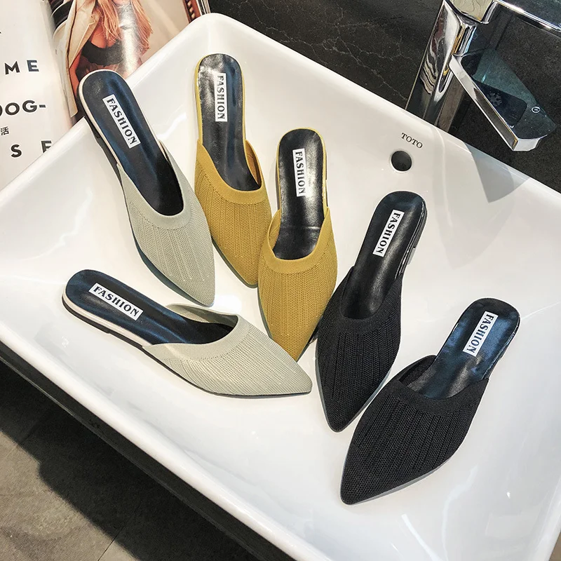 

Mesh Mule Women Slides 2020 Summer Off White Flat Shoes for Female Casual Solide Mule Shoes Women Outdoor Fashion Ladies Slides