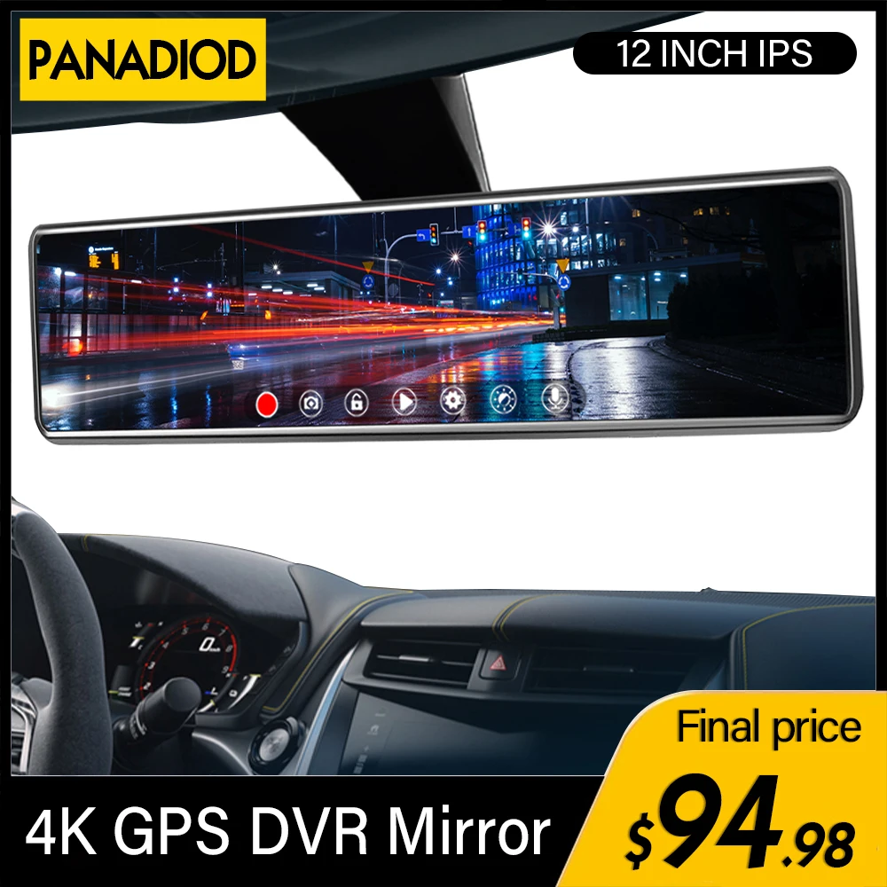 4K Car Dvr 12 Inch GPS WiFi Dash Camera Sony Rear View Mirror 3840*2160P Cam Video Recorder Park Monitor | Автомобили и мотоциклы