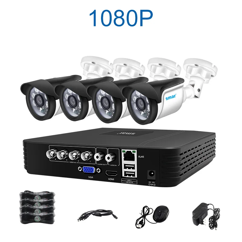 1080P AHD DVR Kit Sm4ch AHD DVR комплект 720 P/1080 P CCTV камера системы Водонепроницаемый Открытый День и ночь камера безопасности системы видеонаблюдения - Цвет: 1080P AHD DVR Kit