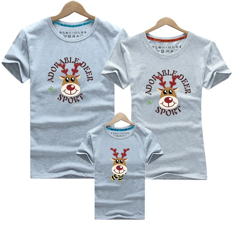 Christmas Mom Daughter Clothes Father Son Matching Clothing Family Look Cartoon Milu Deer Family Clothing Dad Mom Boy T-Shirt
