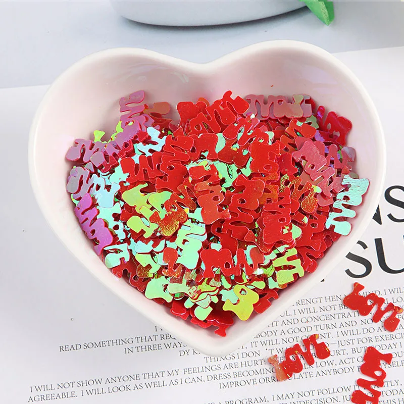 LC/Letter LOVE sequins/15 грамм блестки ПВХ плоские для DIY Изготовление карточек цветная коллекция