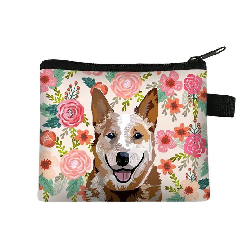 Unique Design Cat Dog With Flower Painting Coin Pouch For Women Coin Purses Girls Lipstick Card Bag Mini Wallets For Gift coin purse women wallet card wallet coin wallet change bag card holders