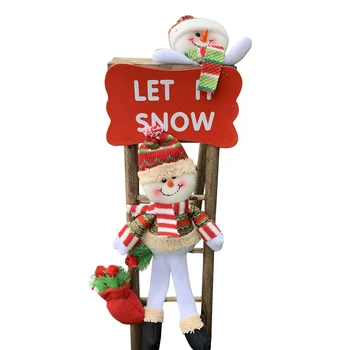 

Cute Christmas Elements Ornaments Santa Claus Climbing Ladder Home Door Decor _WK