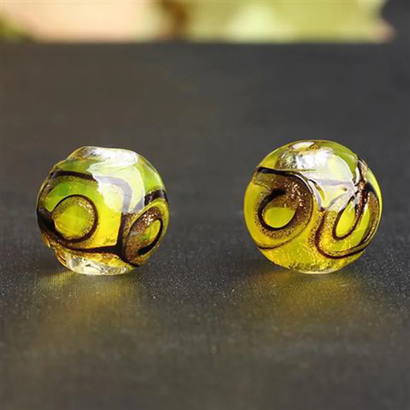 Lampwork Glass Beads - Swirls w/Gold Powder Glass Beads – Findings