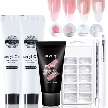 

15ml Acrylic Gel Nails Extension Poly Gel Kit Clear Pink White Quick Building Fake Jelly Lacquer Form Model Manicure Set SA973-1