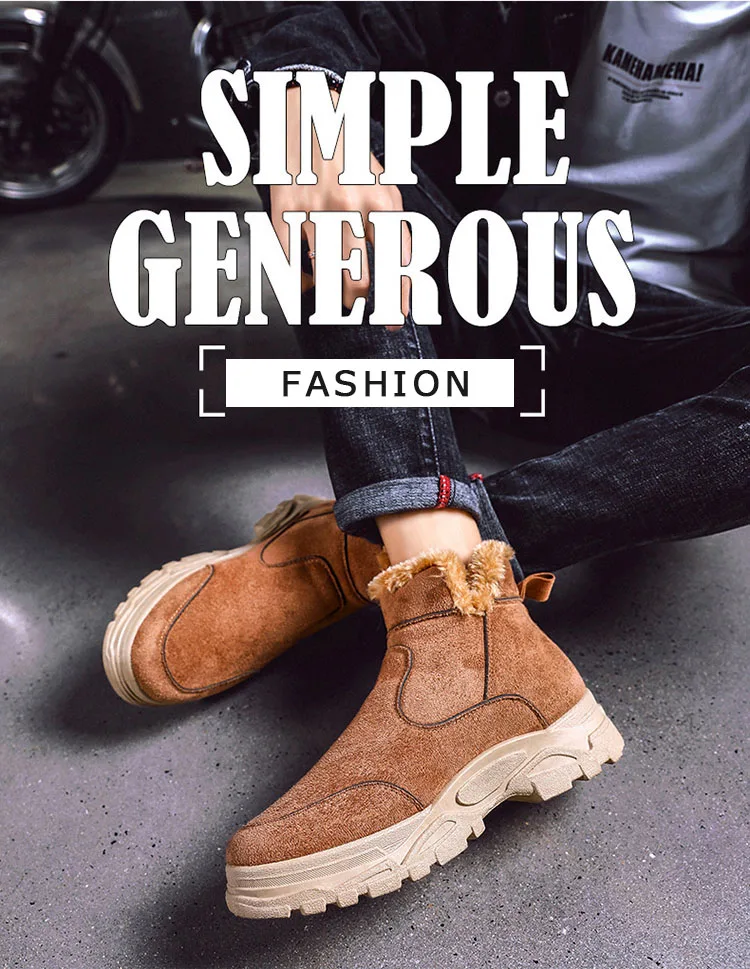 Men's Boots Winter High Top Top Selling Plush Luxury Warmth Cotton Shoes Ankle Boots Thick-sole Non-slip Men's Shoes