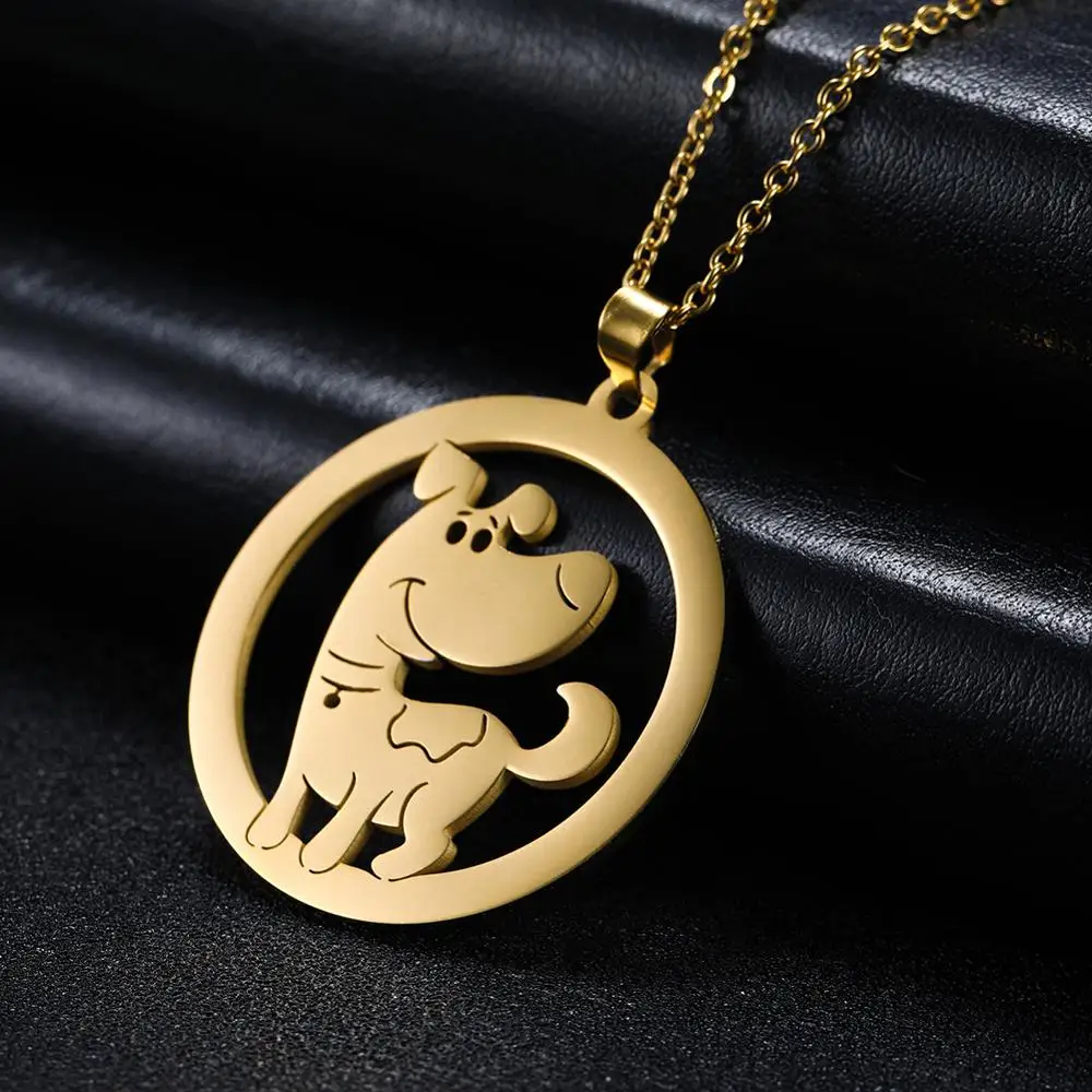 Dog Gold 1 Myshape 316L нержавеющая сталь собака свинья лиса птица Панда Сова Drangon кошка носорог коала мать Животное подвеска, золотая цепочка - Окраска металла: Dog Gold 1