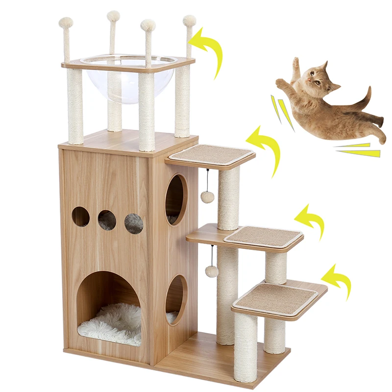 Poste A Gratter En Sisal Pour Chats Et Chatons Livraison Nationale Tour A Plusieurs Niveaux Jouets Arbre A Chat En Bois Maison Pour Chats Aliexpress