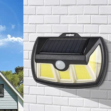 Freewing – applique murale solaire avec capteur à Induction PIR, lanterne étanche avec technologie COB, économe en énergie, 3 côtés, éclairage d'extérieur, idéal pour un jardin ou la rue