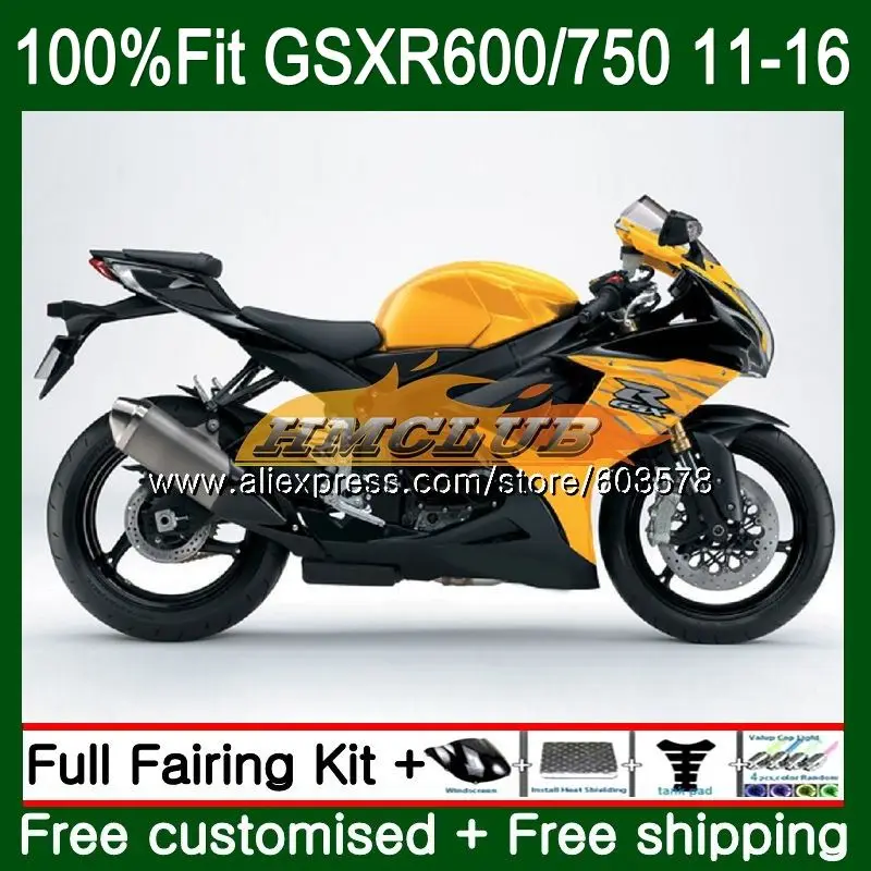 Инъекции для SUZUKI GSXR 750 600 GSXR600, 11, 12, 13, 14, 15, 16 лет хорошее желтый 8CL. 55 K11 GSXR750 2011 2012 2013 обтекатель