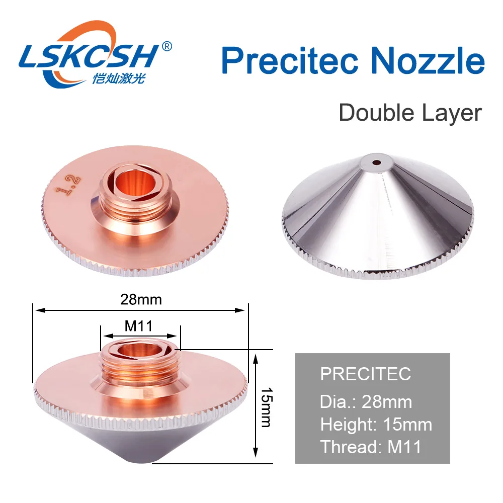 LSKCSH precitec двухслойная насадка Dia.28mm 0,8-5,0 мм как P0591-573-00015 подходит для precitec/Durma/WSX с фабрики