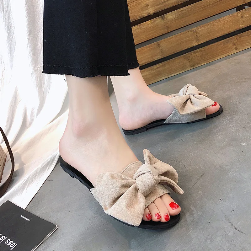 

2018 Spring And Summer New Style Flat Heel Sandals Single-strap Slipper Anti-slip round-Toe Small Fragrant Slipper Semi-SLIPPER