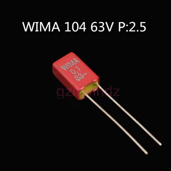 

20pcs NEW WIMA MKS02 0.1UF 63V P2.5MM audio film capacitor mks02 104/63v MKS2 0.1uF/63V 104 100NF/63V