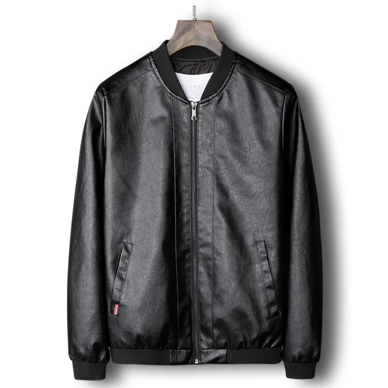 Autumn& Winter New Style Stand Collar Zipper Cardigan Leather Coat PU Leather Jacket Men's Fashion Locomotive Leather Coat