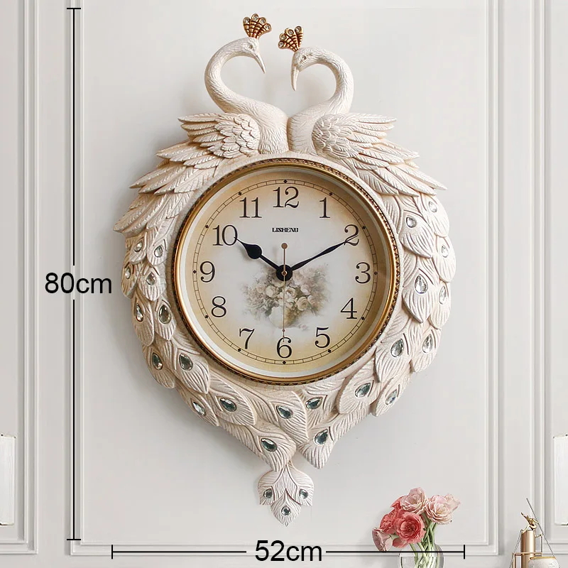 Peacock Large Silent Swing Wall Clock Atmosphere Pointer Quartz Pendulum Clock Z1108-3  