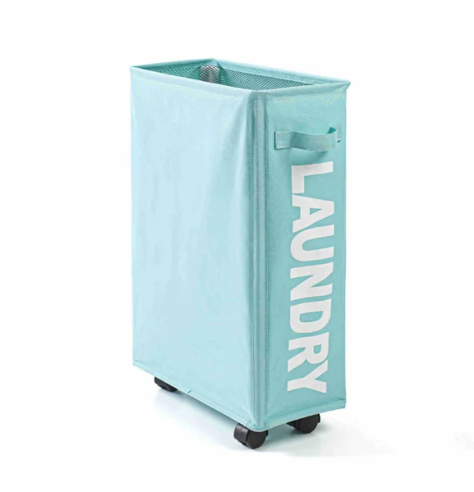 Light Blue NOOLIM складная корзина для грязного белья с колесиками, переносная корзина для хранения одежды, вместительные Сумки для белья - Цвет: Light Blue