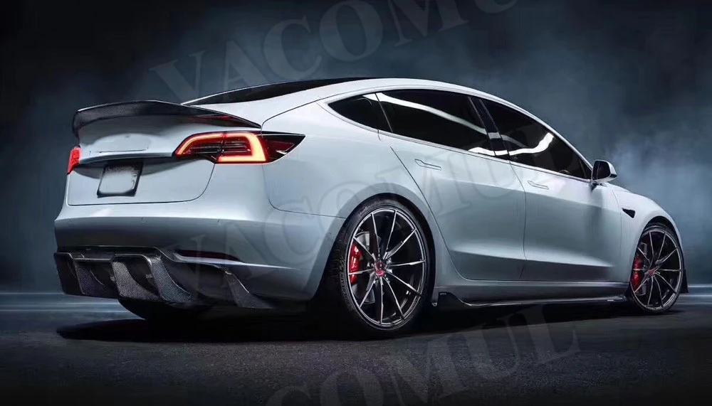 Задний спойлер из углеродного волокна для Tesla, модель 3, спойлер- в, стильная накладка багажника, наклейка для автомобиля