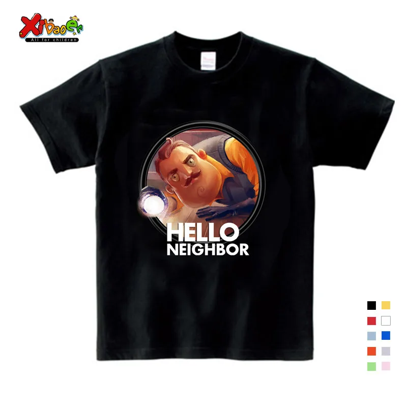 Г. От 2 до 12 лет толстовки с капюшоном «Hello neighor» из маленького хлопка детские рубашки для мальчиков, рубашка подростковая одежда для девочек, толстовки и свитера От 2 до 8 лет - Цвет: T-shirt