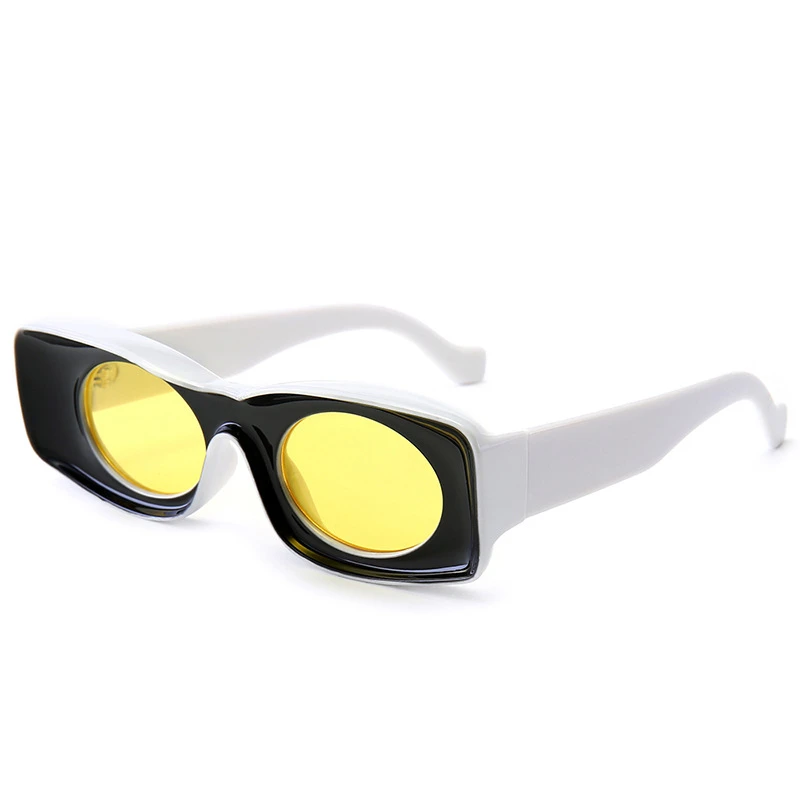 C5 Black Yellow HBK новые трендовые маленькие квадратные солнцезащитные очки для женщин мужчин Летние Стильные брендовые дизайнерские красные, синие, желтые яркие цвета очки UV400 - Цвет линз: C5 Black Yellow