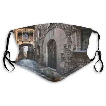 

Spainish Old Medieval Streets Mouth Mask Face Mask For Men And Women Anti Pollution Half Face Mask Washable Reusable Muffle Mask