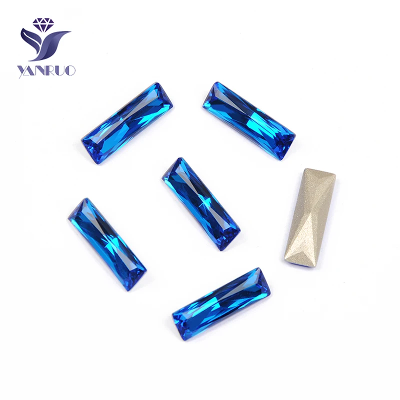 Capri Blue YANRUO 4547 Принцесса Багет K9 кристалл швейные стразы стекло пришитые камни кристалл заостренный Назад Камни для рукоделия одежды - Цвет: Capri Blue