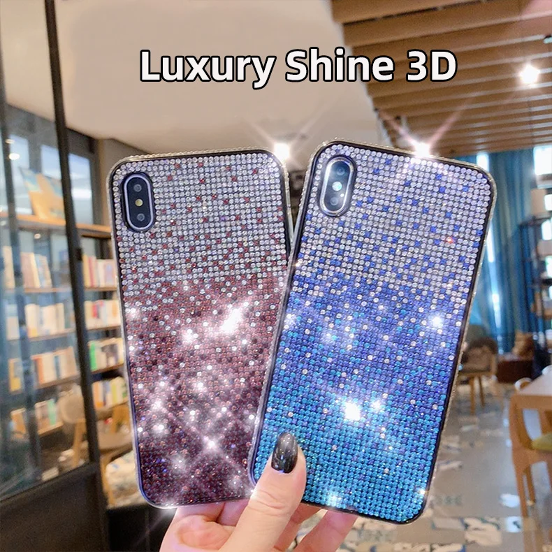 Luxury Shine 3D for IPhone MAX 6 7 8PLUS Phone Case Color Gradient Bright Drill Coque X XR XS Cover Bumper | Мобильные телефоны и