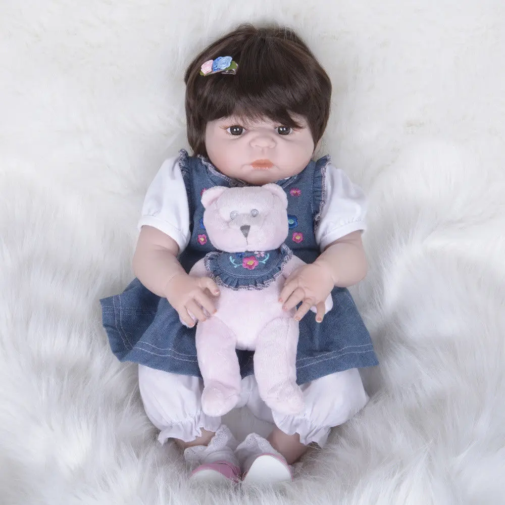 Reborn Girl Baby 22'' Realistic Lifelike Soft Vinyl Silicone Newborn Doll Dolls for Girls Baby Doll Toy American Girl Doll