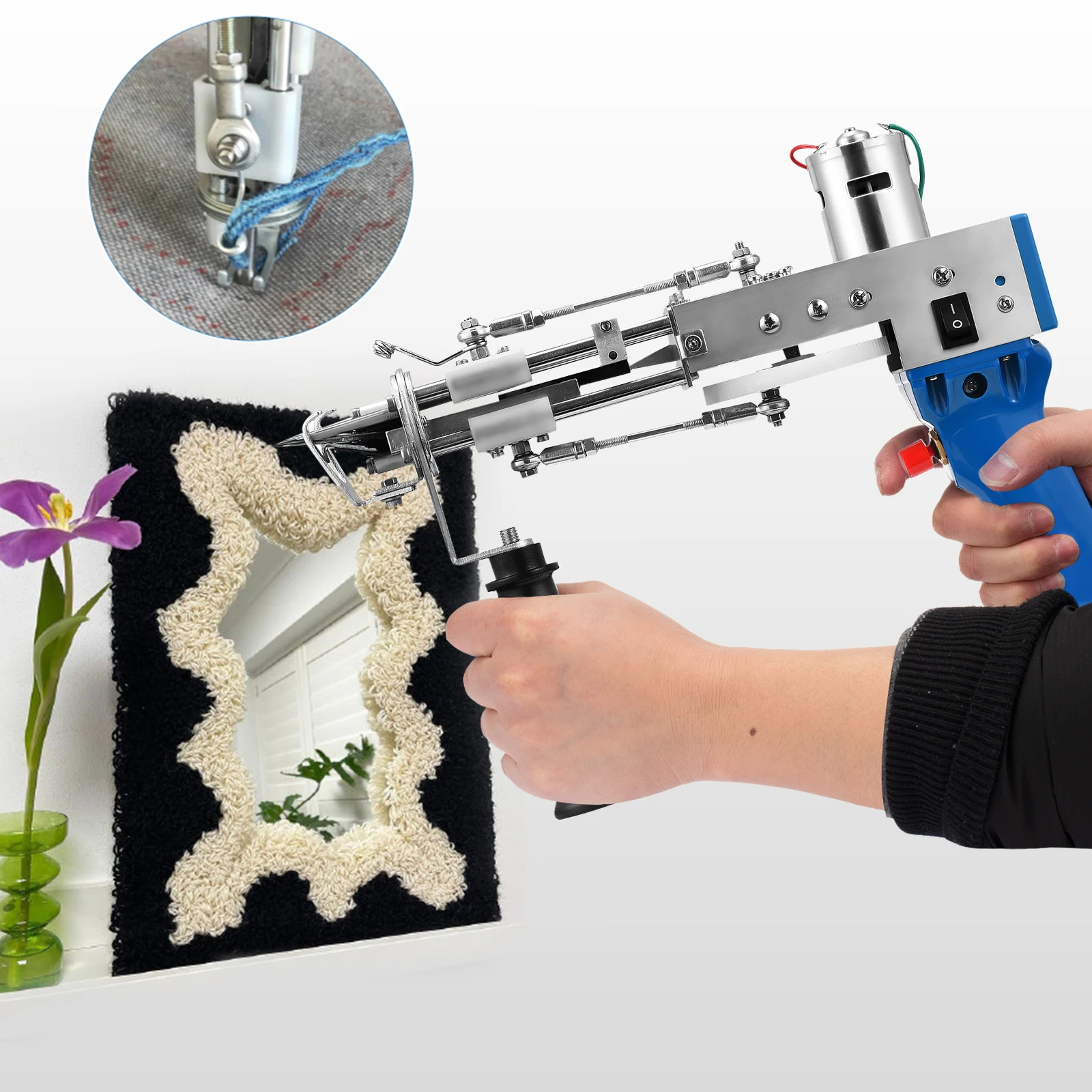 Electric Rug Tufting Gun Weaving Flocking Machines Carpet Tufting Gun Hand Gun Carpet Cut Pile And Loop Pile Machines Home Decor