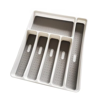 

6 Compartments Non-slip Silverware Tableware Container Organizer for Kitchen Drawer Cutlery Tray Organizer Spoon Fork Separation