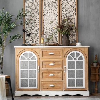 

Dining table Sideboard table Console Table Entryway Hallway Bathroom Room with Drawers and 4 Tiers Shelves Home Furniture