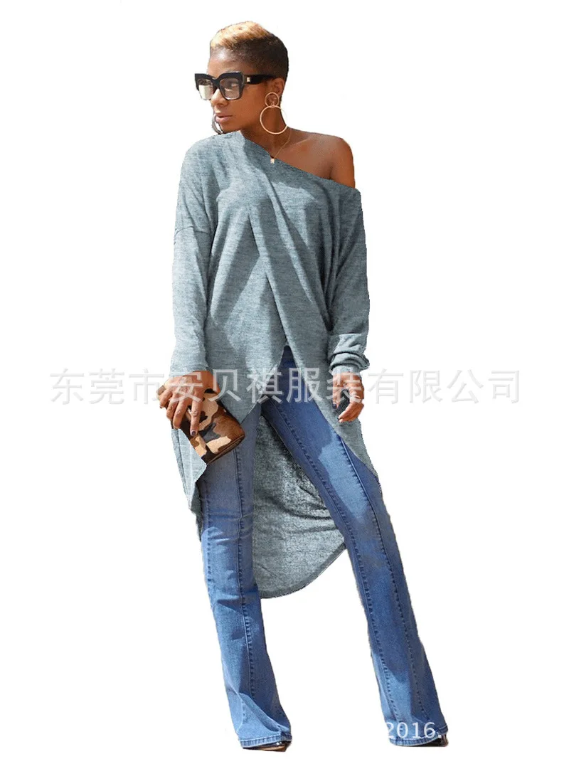 Одноцветная верхняя одежда с длинными рукавами и AliExpress, с открытыми плечами, в европейском и американском стиле