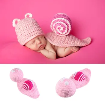 

Baby Boys Girls Knitted Hand-woven Photo Costume 3D Cartoon Cute Snails Photography Props For Newborn Baby Kids Outfits Clothing
