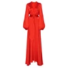 Vacation Boho Beach Dress Women 2022 Spring Summer Vintage Red V-neck Lantern Sleeve Split Pleated Long Dress Female ► Photo 3/4