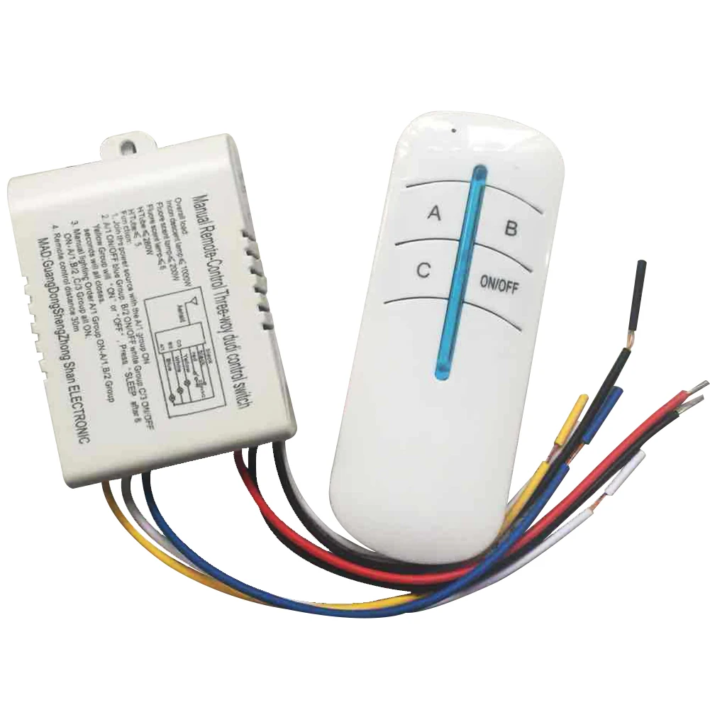 

220V 800/1000W Wireless 2/3 Way Light Lamp Remote Control Switch Transmitter
