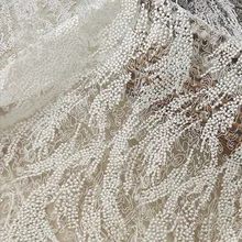 3 ярдов белая вышитая Свадебная кружевная ткань 3D полиэстер вышивка Качество тюль сетка женские платья делая ткань