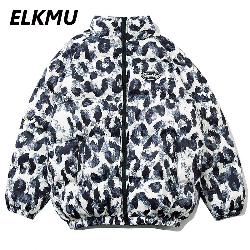 Парка ELKMU мужская с принтом граффити уличная одежда леопардовым хлопковая