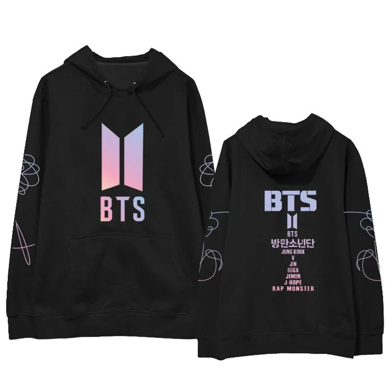 BTS пуленепробиваемая толстовка с капюшоном для мальчиков с надписью «LOVE Yourself», сопутствующие товары, должны помочь в новом стиле, бархатная толстовка с капюшоном градиентного цвета