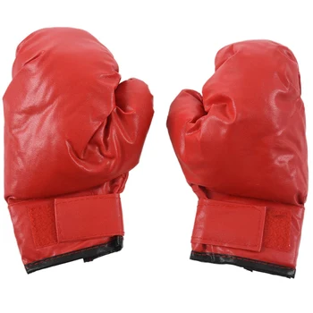 

Sponge Padded Red Faux Leather Boxing Gloves for Child