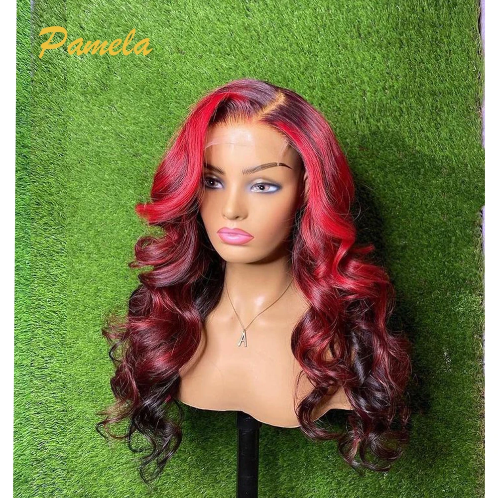 Red Human Hair Wigs 13x6 Lace Frontal Hair 150 Density Lace Front Wigs